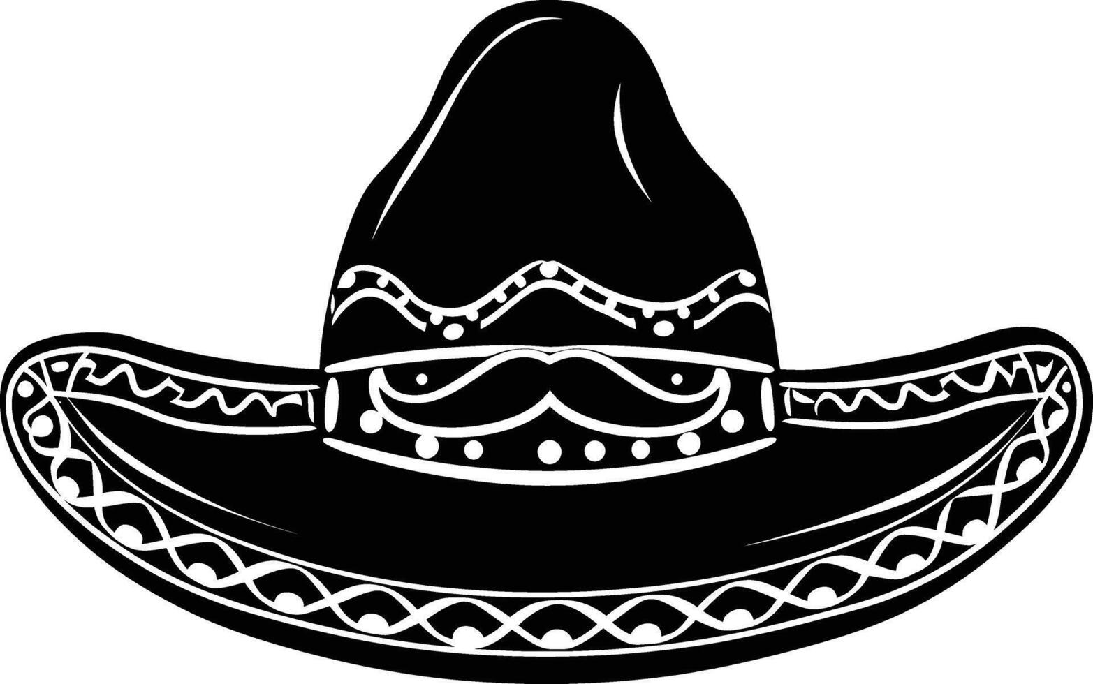 ai gerado silhueta mexicano chapéu sombrero com bigode Preto cor só vetor