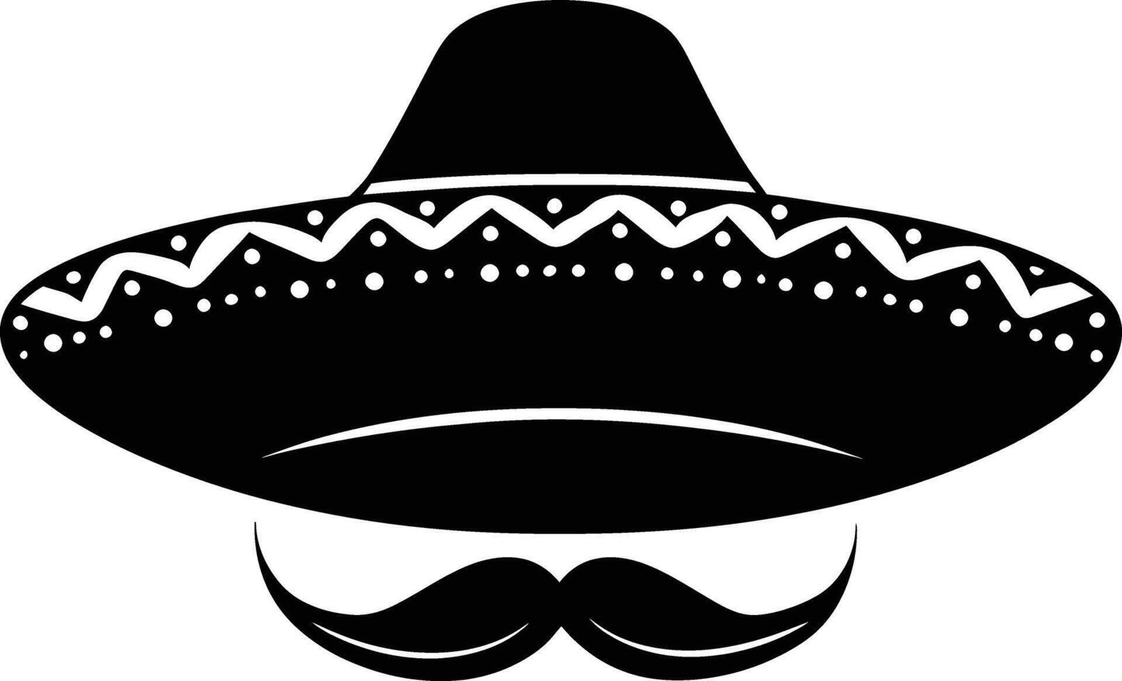 ai gerado silhueta mexicano chapéu sombrero com bigode Preto cor só vetor