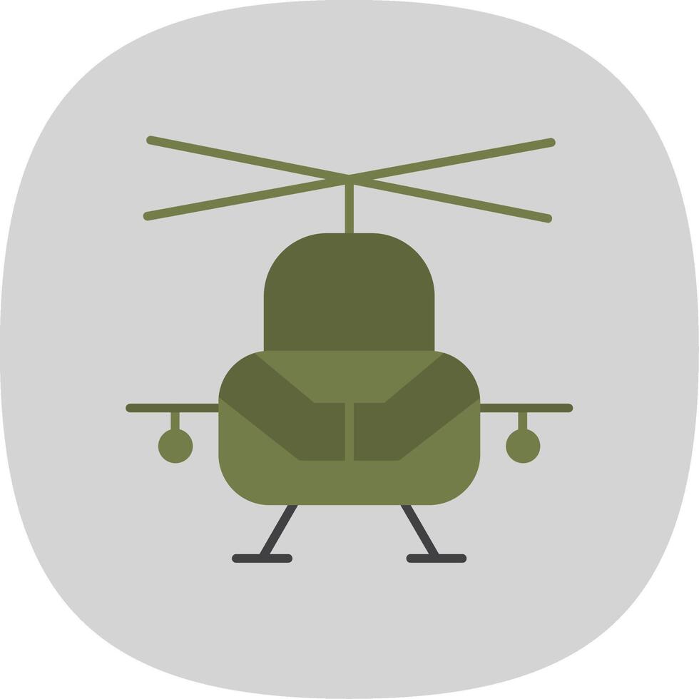 militares helicóptero plano curva ícone vetor