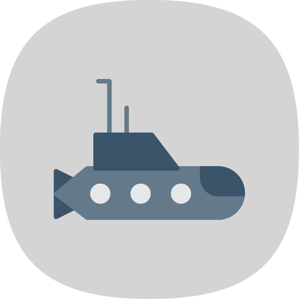 submarino plano curva ícone vetor