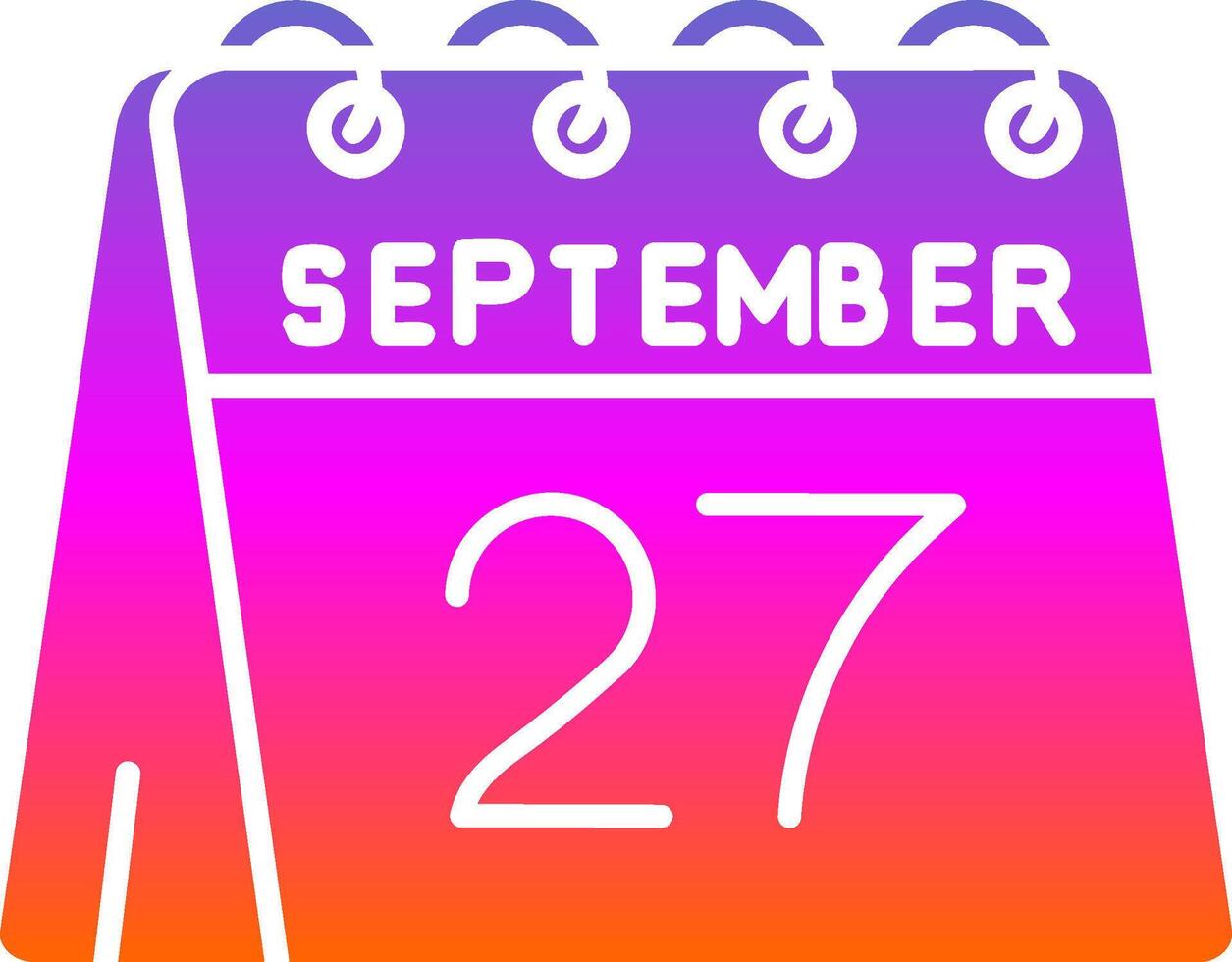 Dia 27 do setembro glifo gradiente ícone vetor