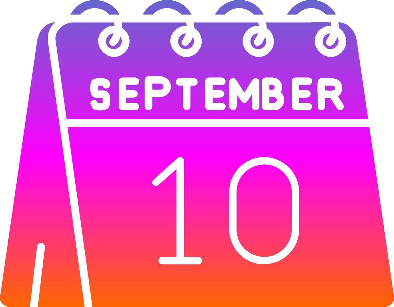 10º do setembro glifo gradiente ícone vetor