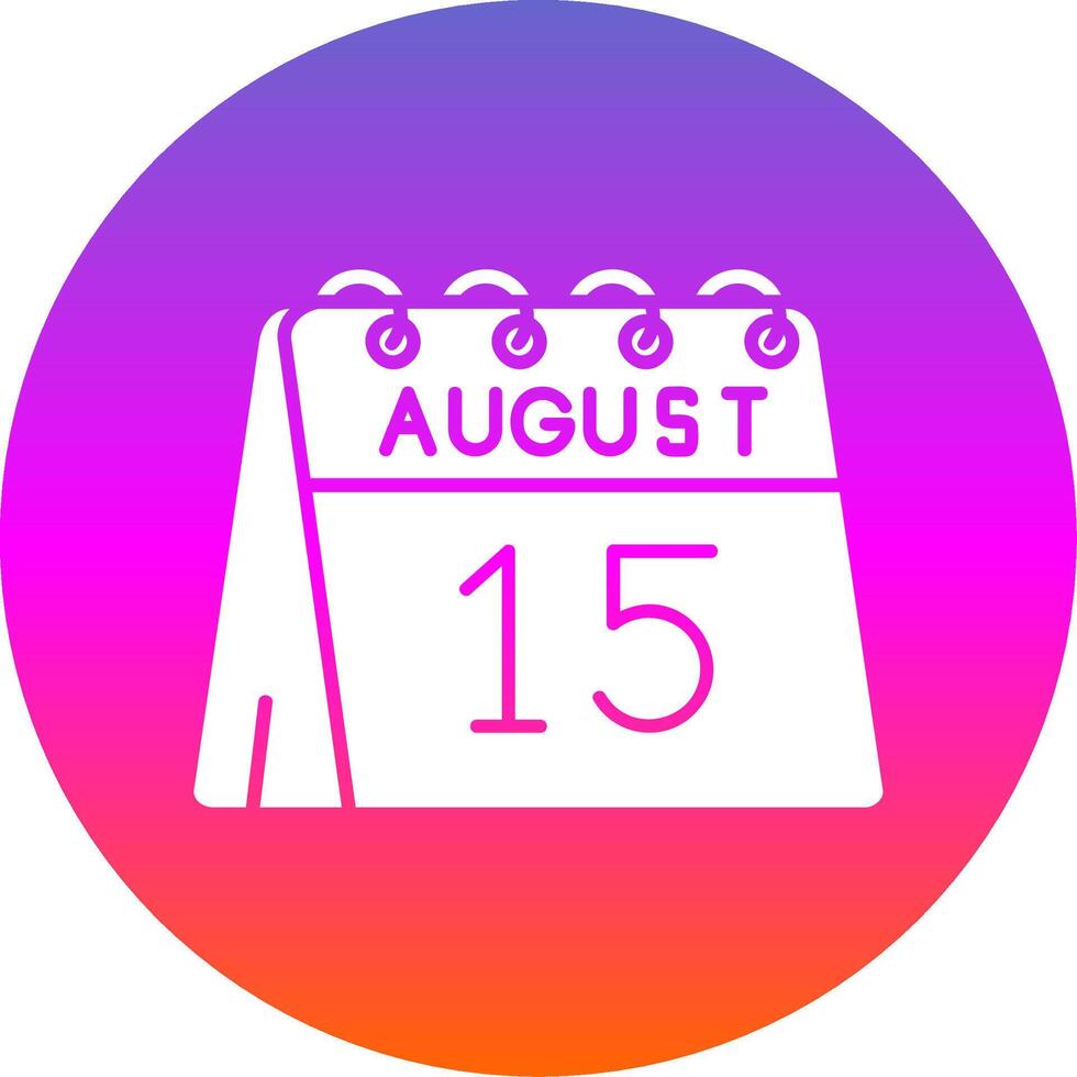 15º do agosto glifo gradiente círculo ícone vetor