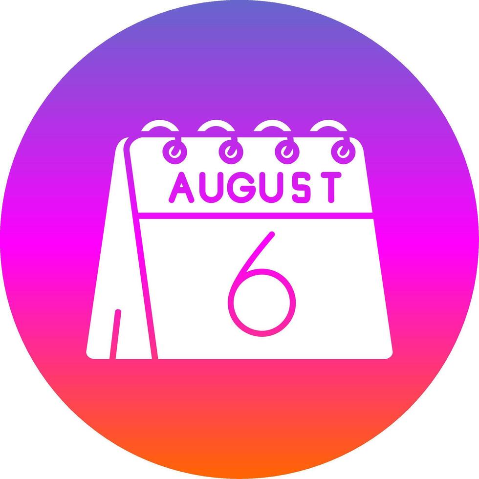 6º do agosto glifo gradiente círculo ícone vetor