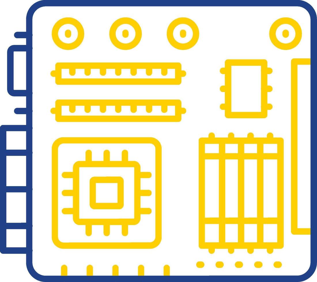 ícone de duas cores da linha da placa-mãe vetor