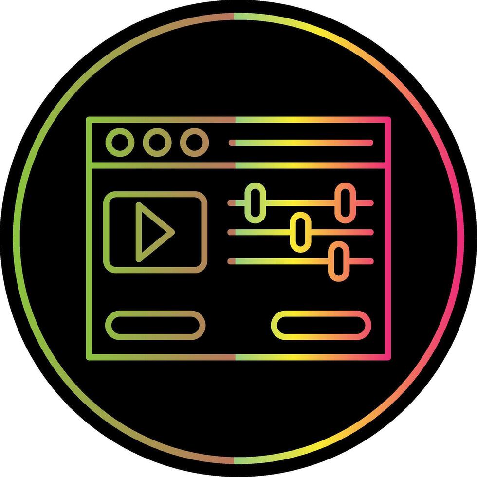 vídeo editor linha gradiente vencimento cor ícone vetor