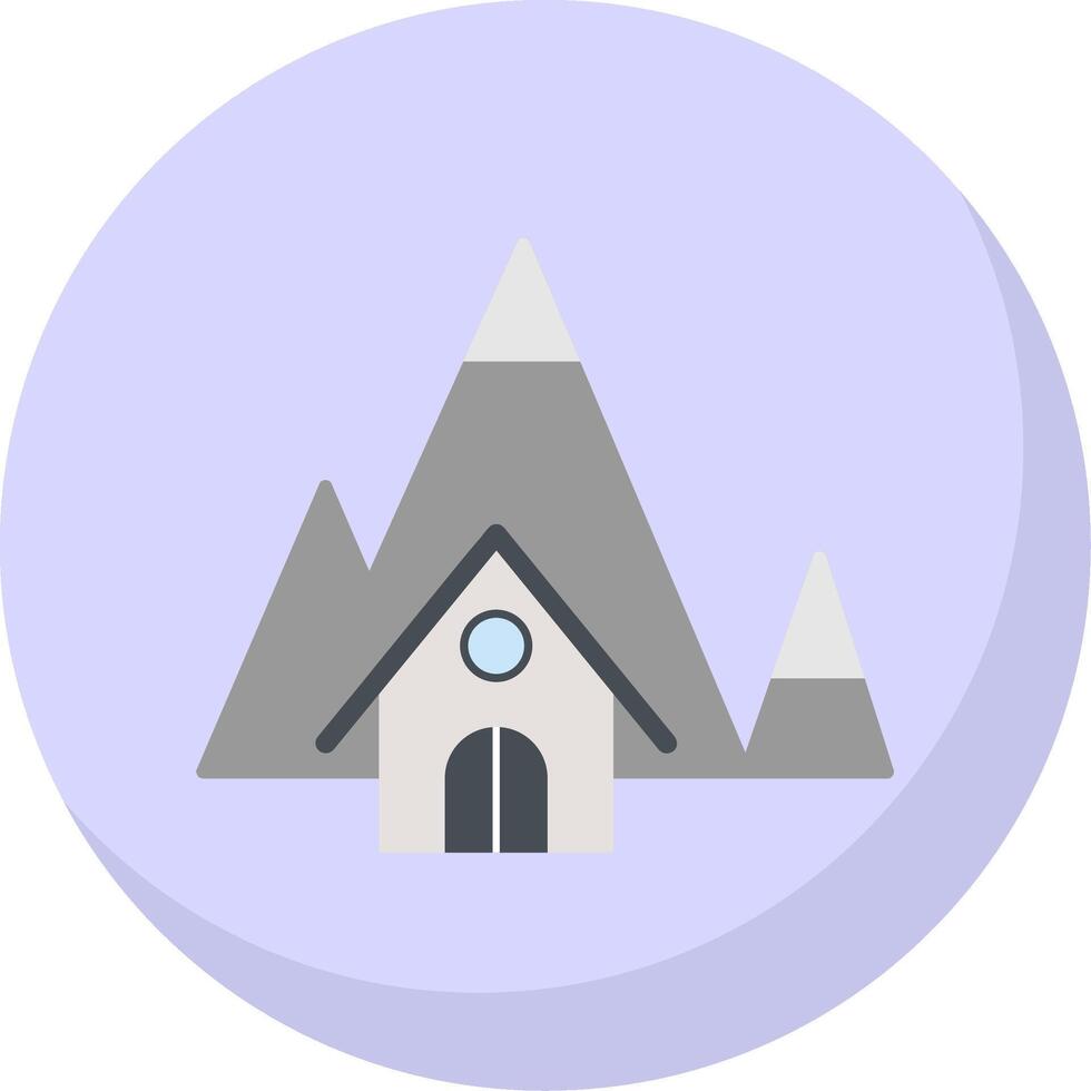 montanha casa plano bolha ícone vetor