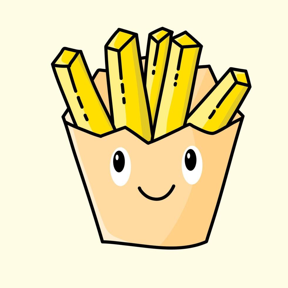 francês fritas ilustração pode estar usava Como ícone e clipart, colori ícones em bege fundo vetor