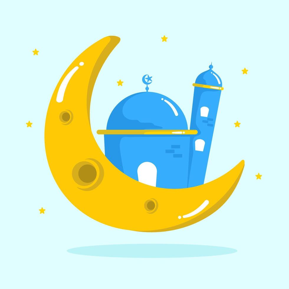 Ramadã e eid mubarok tema, desenho animado ilustração do uma mesquita, pode estar usava para faixas e cartazes vetor
