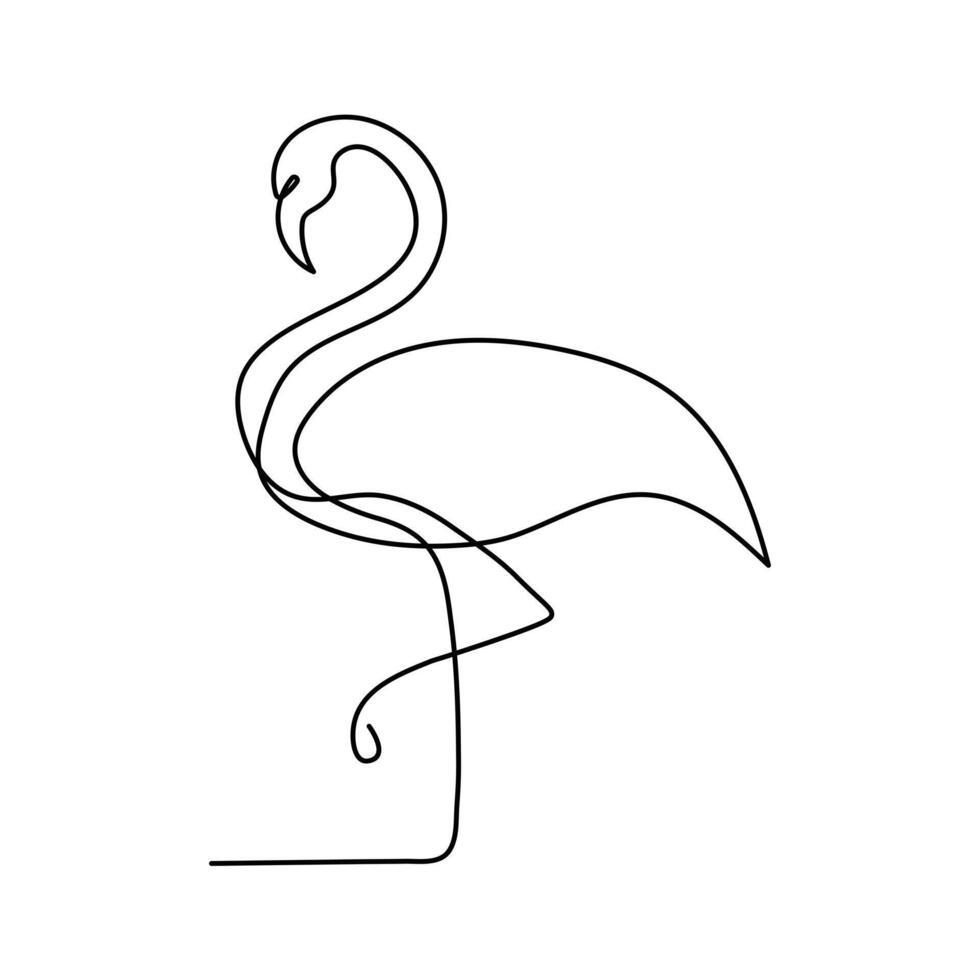 contínuo solteiro linha desenhando Preto ícone do flamingo esboço vetor arte.