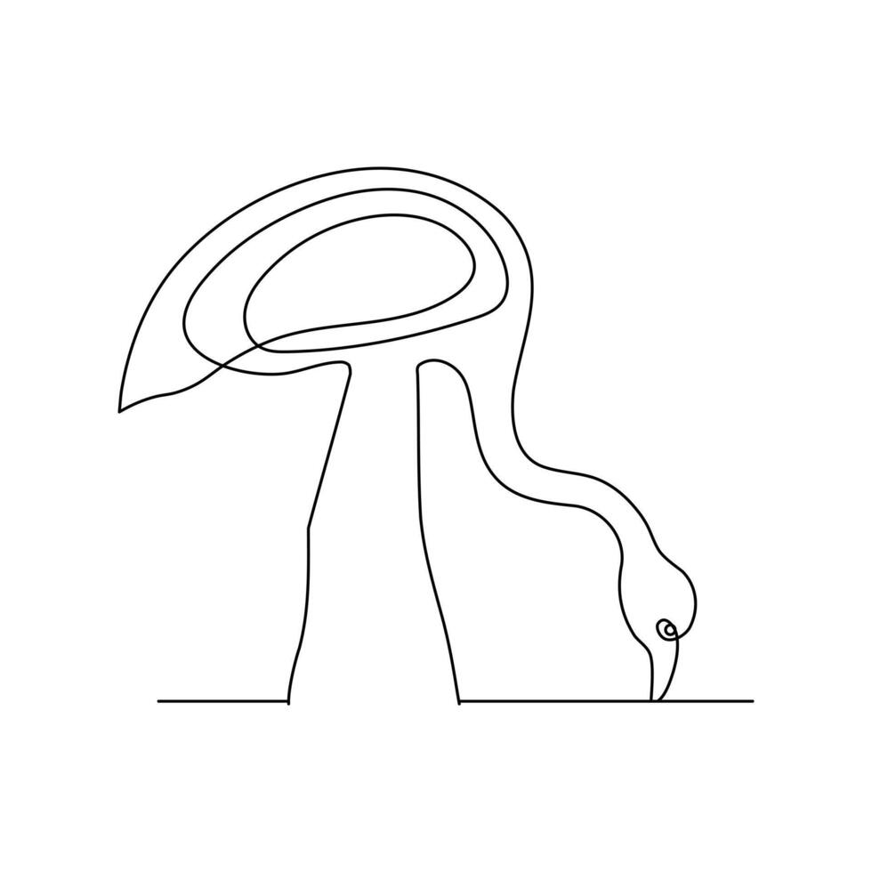 contínuo solteiro linha desenhando Preto ícone do flamingo esboço vetor arte.