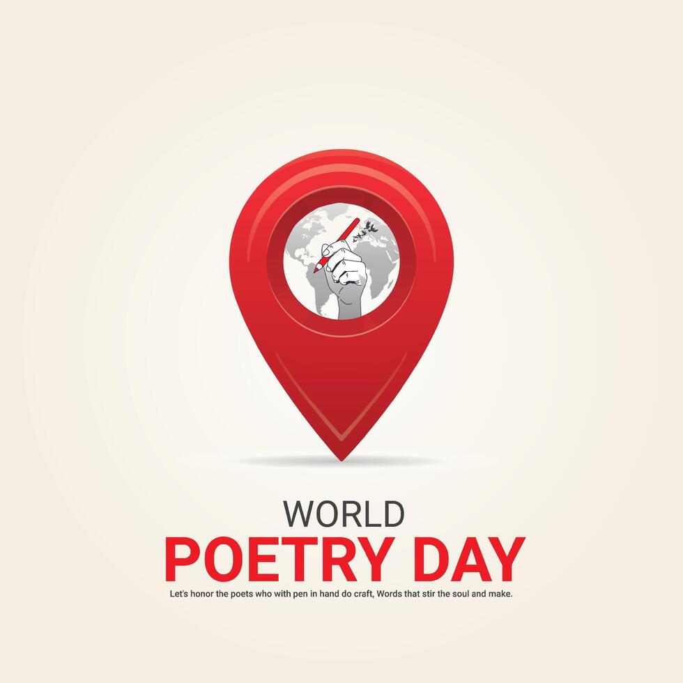 mundo poesia dia, criativo Publicidades Projeto. meios de comunicação poster vetor 3d ilustração