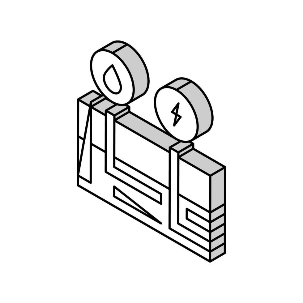 construção drenagem e eletricidade isométrico ícone vetor ilustração