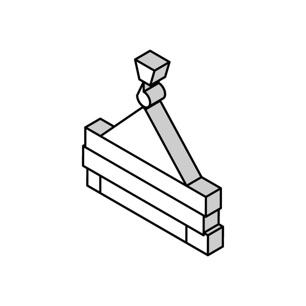 guindaste chão instalação isométrico ícone vetor ilustração