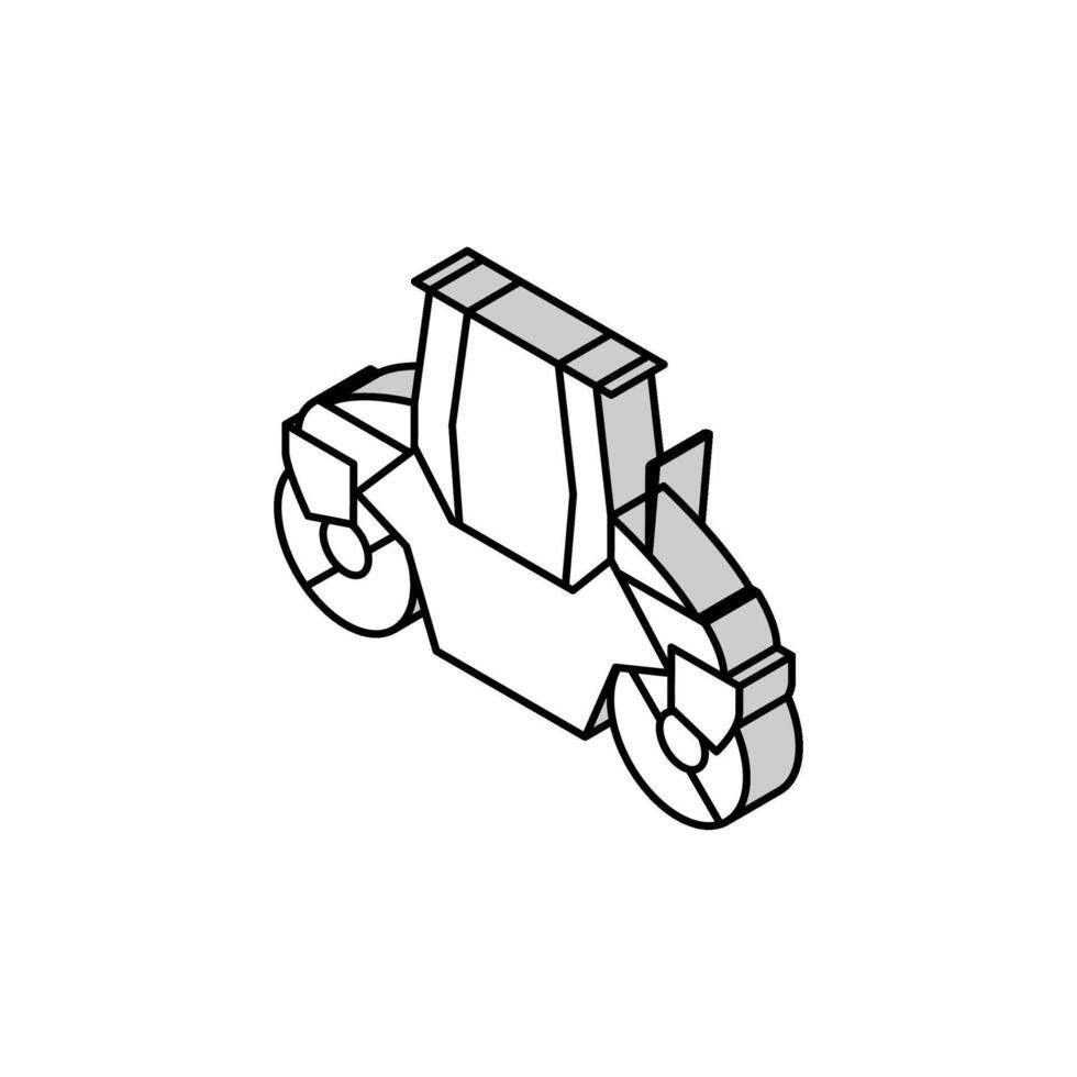 rolo estrada construção máquina isométrico ícone vetor ilustração