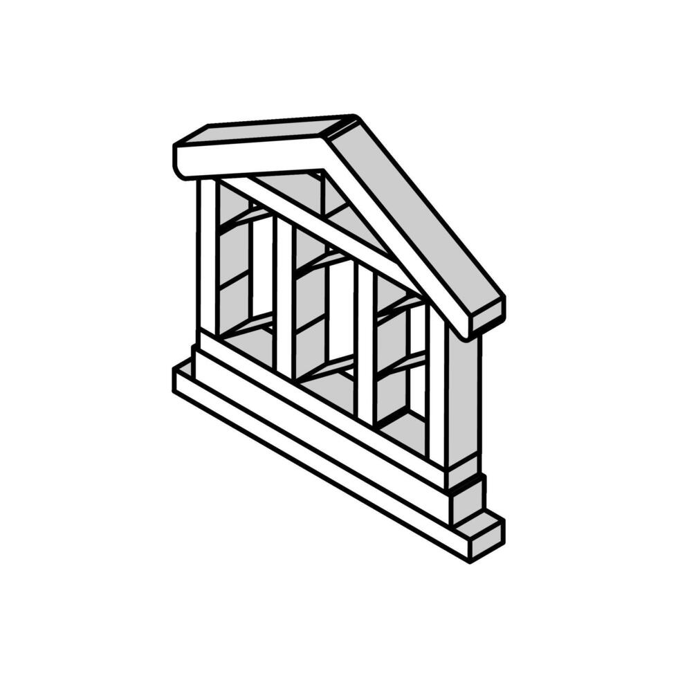 de madeira quadro, Armação construção isométrico ícone vetor ilustração