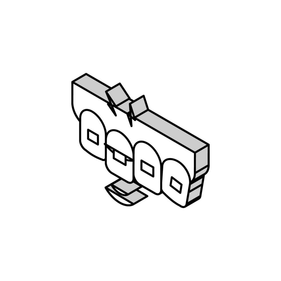 dor a partir de dente suspensórios isométrico ícone vetor ilustração