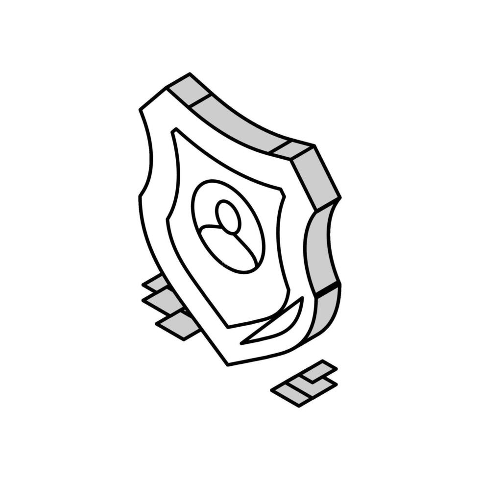 humano proteção escudo isométrico ícone vetor ilustração