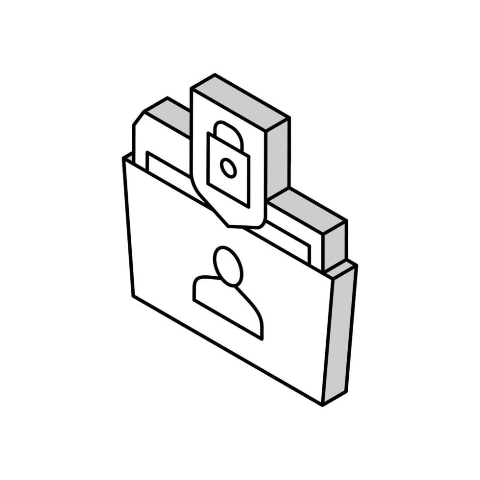 pessoal dados Arquivo proteger isométrico ícone vetor ilustração