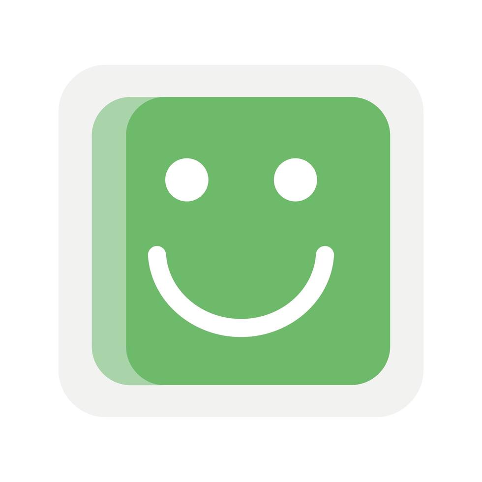 ícone de rosto sorridente emoji quadrado verde vetor