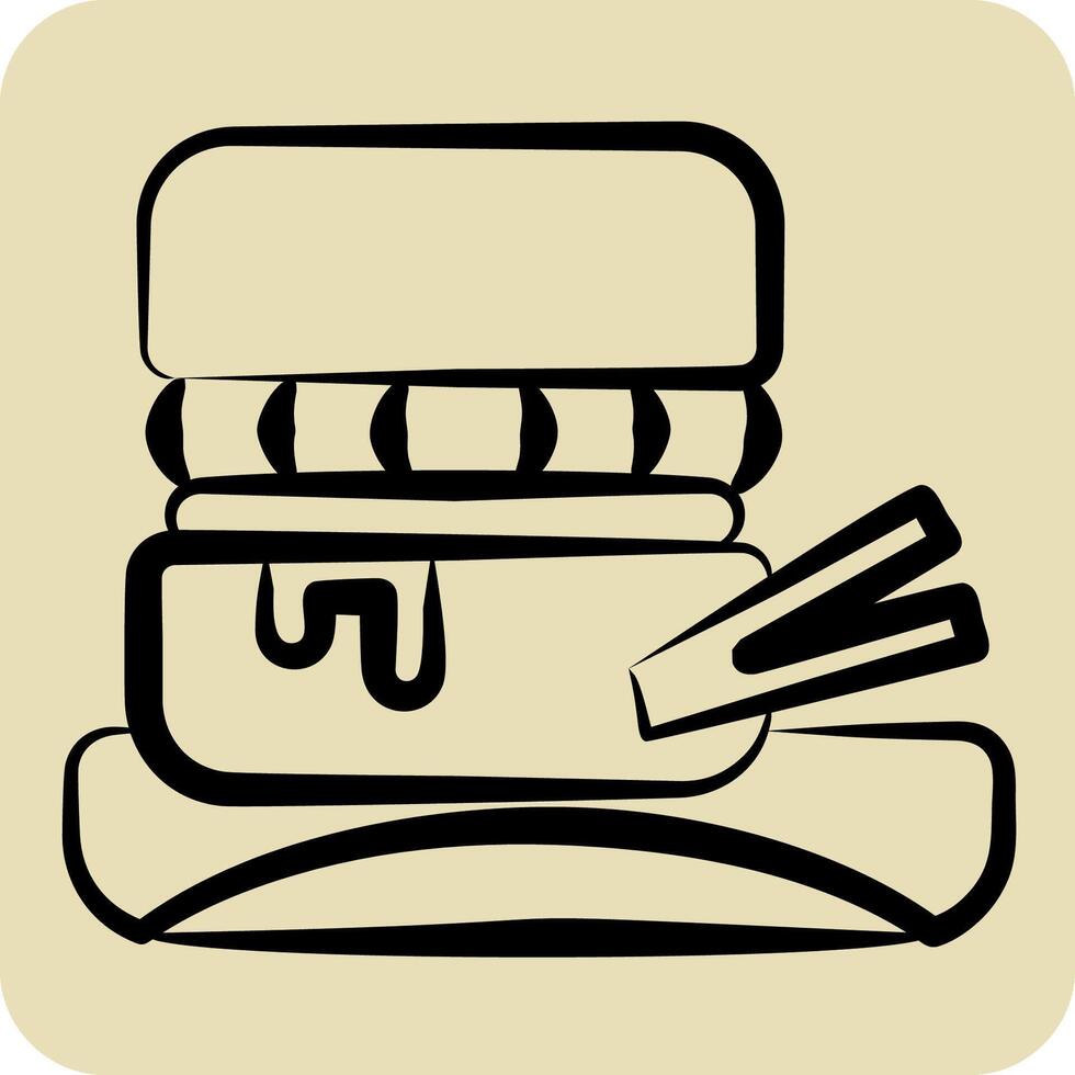 ícone Hamburger. relacionado para piquenique símbolo. mão desenhado estilo. simples Projeto editável. simples ilustração vetor