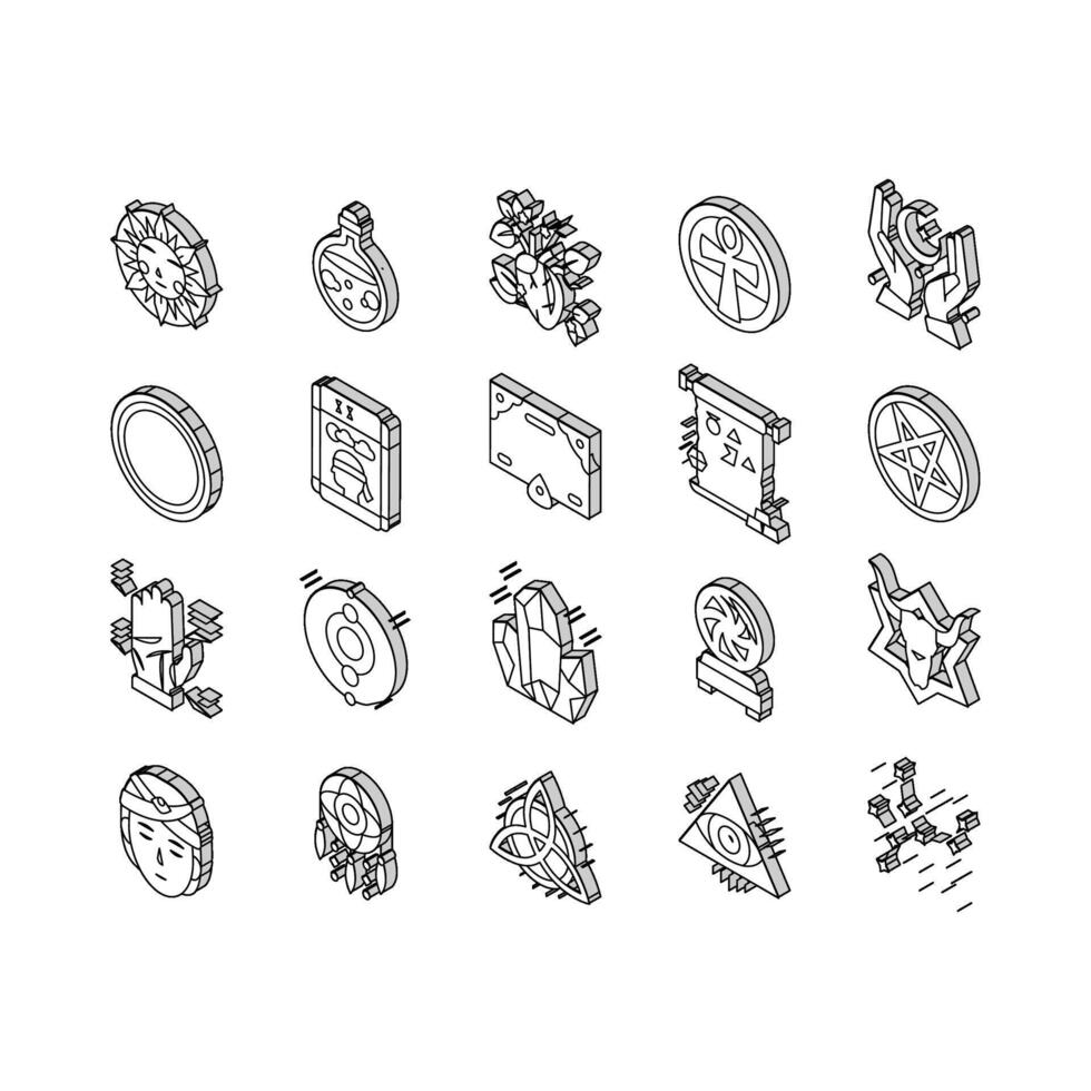 astrológico objetos coleção isométrico ícones conjunto vetor