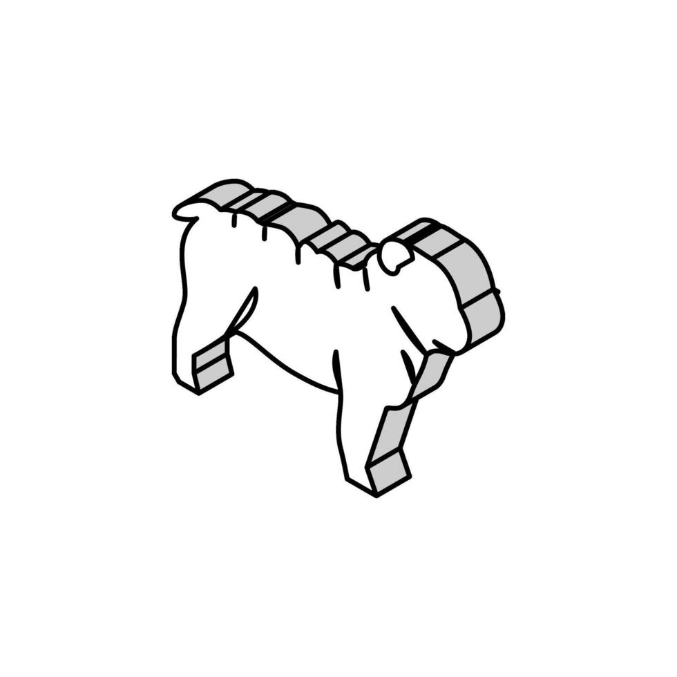 buldogue cachorro isométrico ícone vetor ilustração