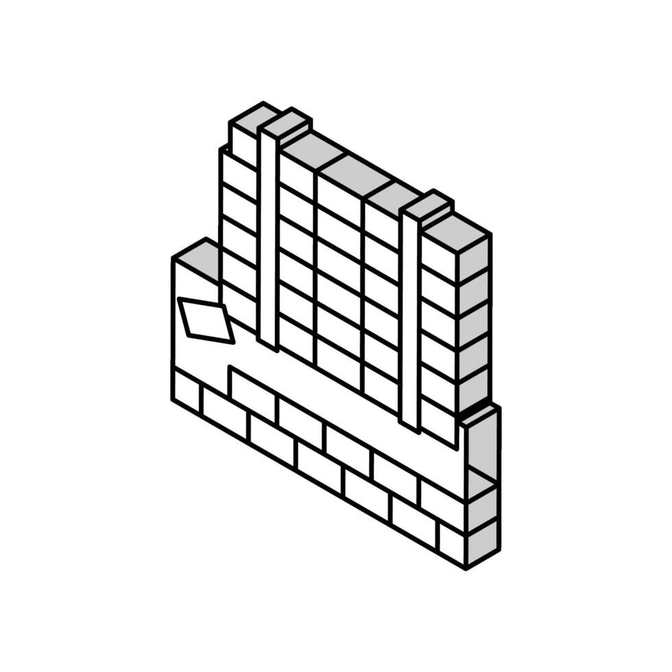 pavimentação lajes concreto isométrico ícone vetor ilustração