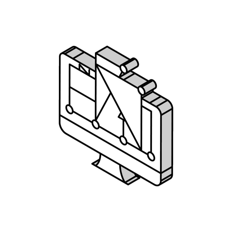 esquema em computador tela para semicondutor fabricação isométrico ícone vetor ilustração