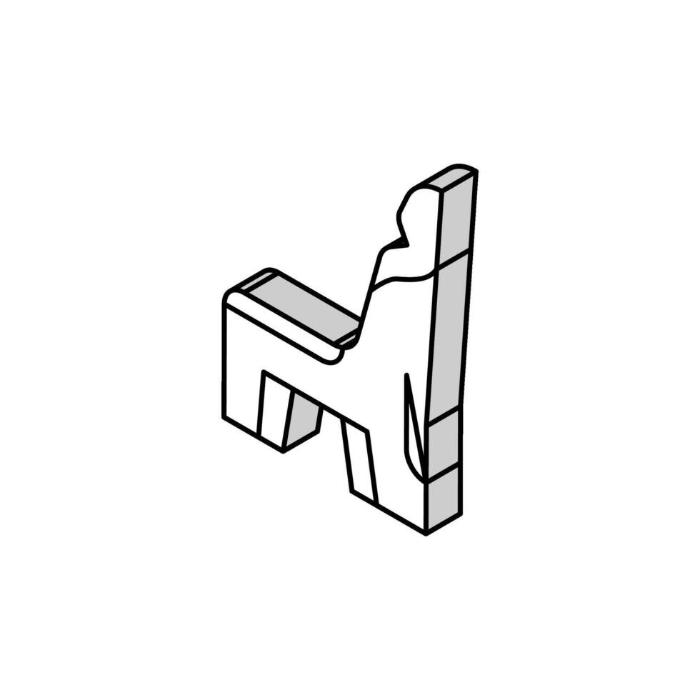de madeira feito à mão cadeira isométrico ícone vetor ilustração