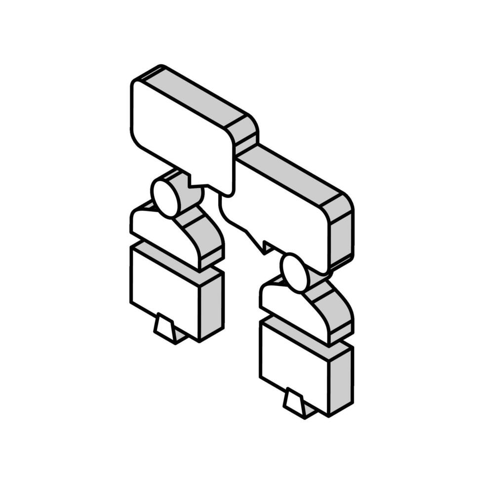 colegas comunicação área de trabalho isométrico ícone vetor ilustração