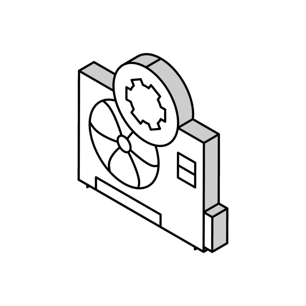 condicionador quadra trabalhando processo isométrico ícone vetor ilustração