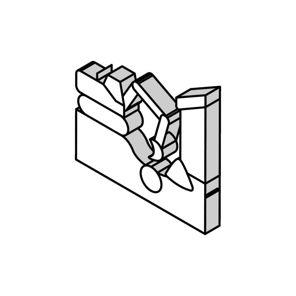 escavação tubo a partir de terra isométrico ícone vetor ilustração
