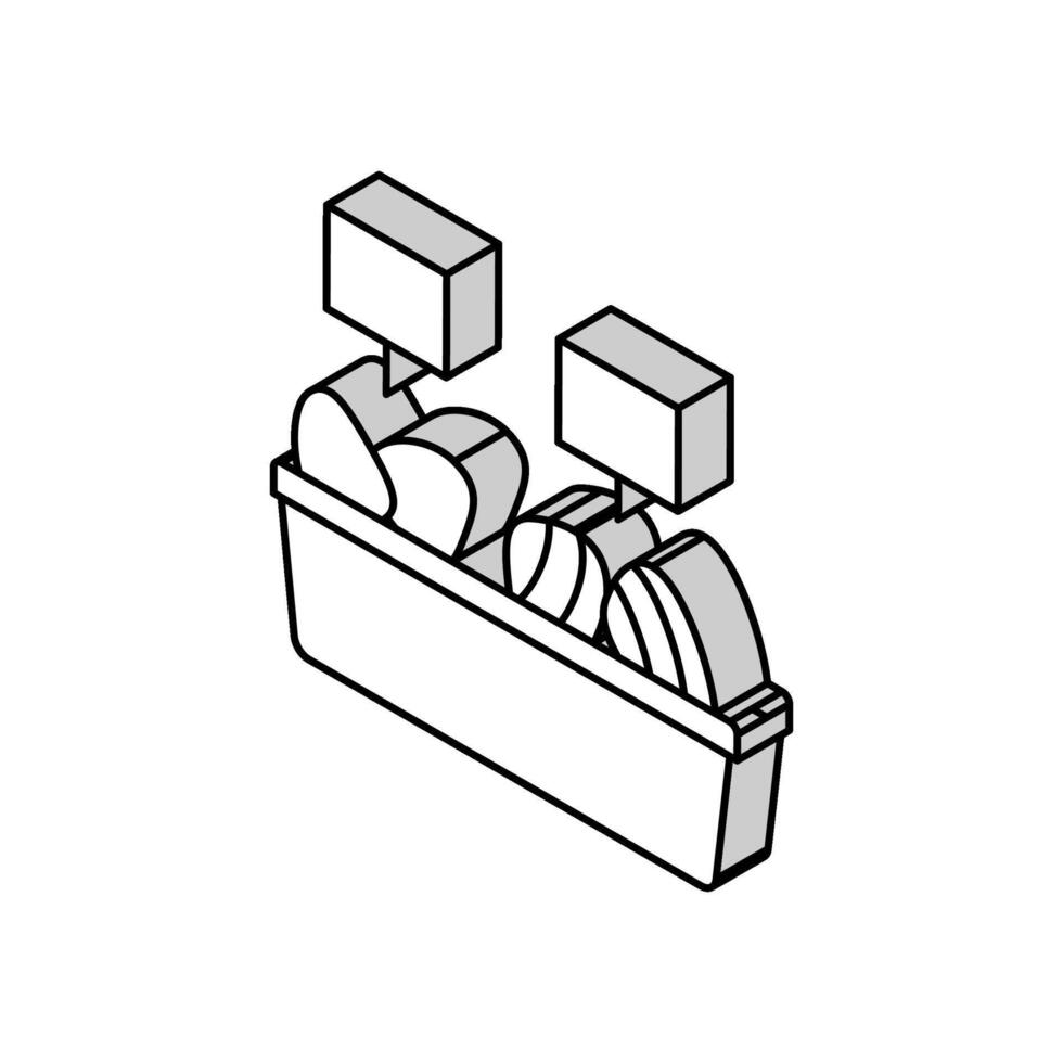 atum peixe carne dentro recipiente isométrico ícone vetor ilustração