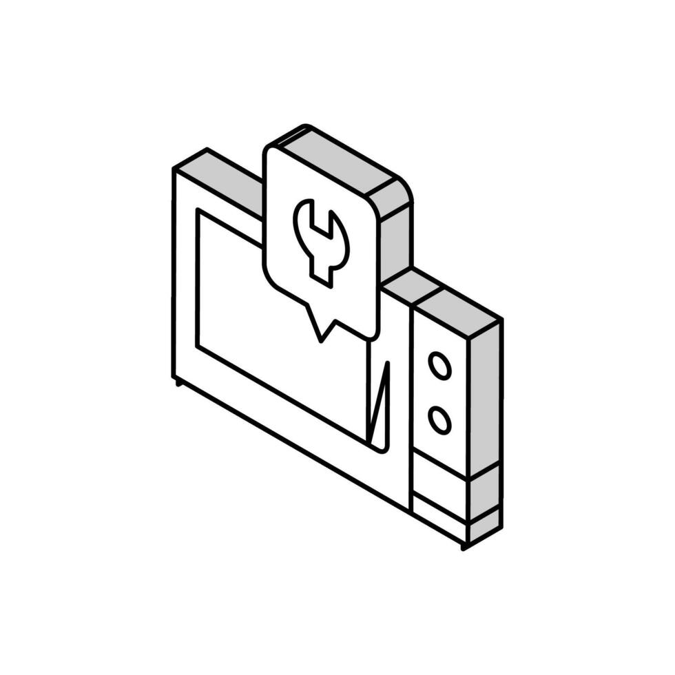 microondas reparar isométrico ícone vetor ilustração