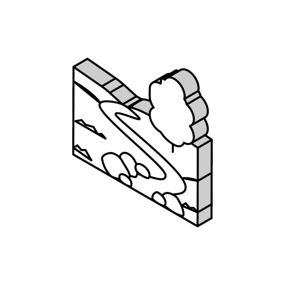 rio em Prado isométrico ícone vetor ilustração