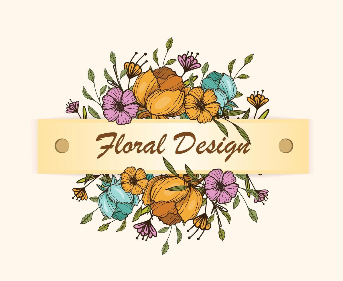floral quadro, Armação buquês do dourado flores e folhas. botânico decoração ilustração para Casamento cartão vetor