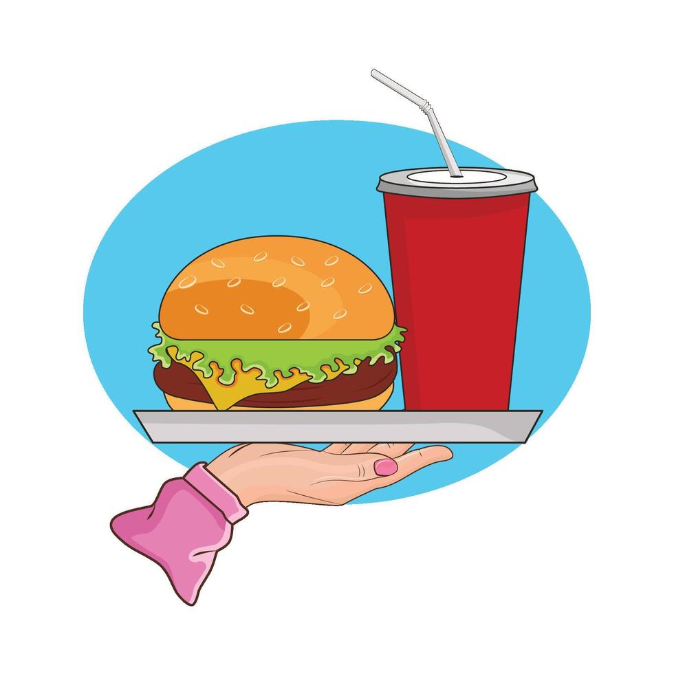 ilustração do hamburguer e beber vetor