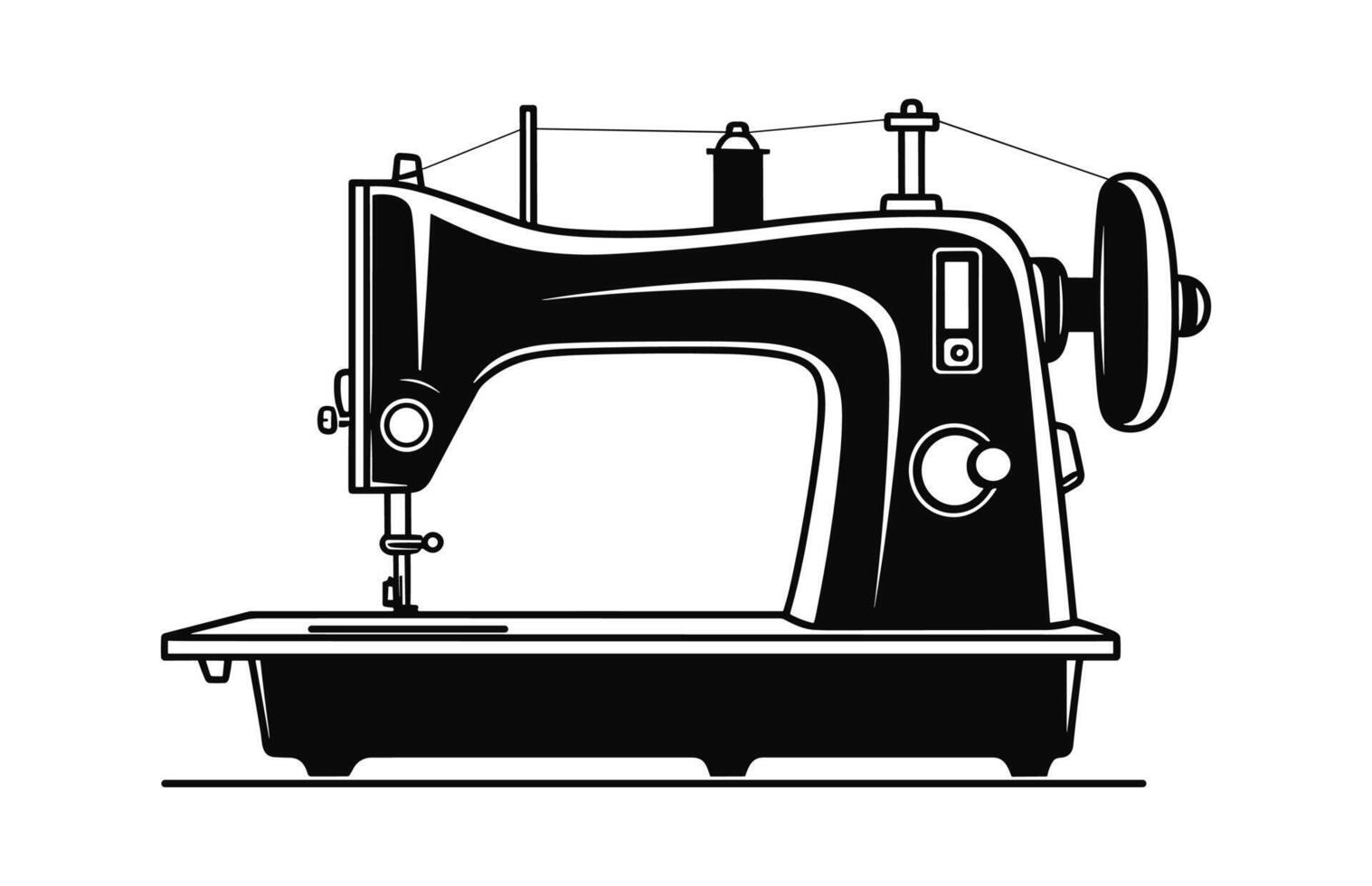 uma de costura máquina vetor Preto silhueta