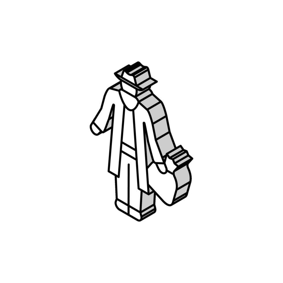 ilustração em vetor ícone isométrico de homem bandido