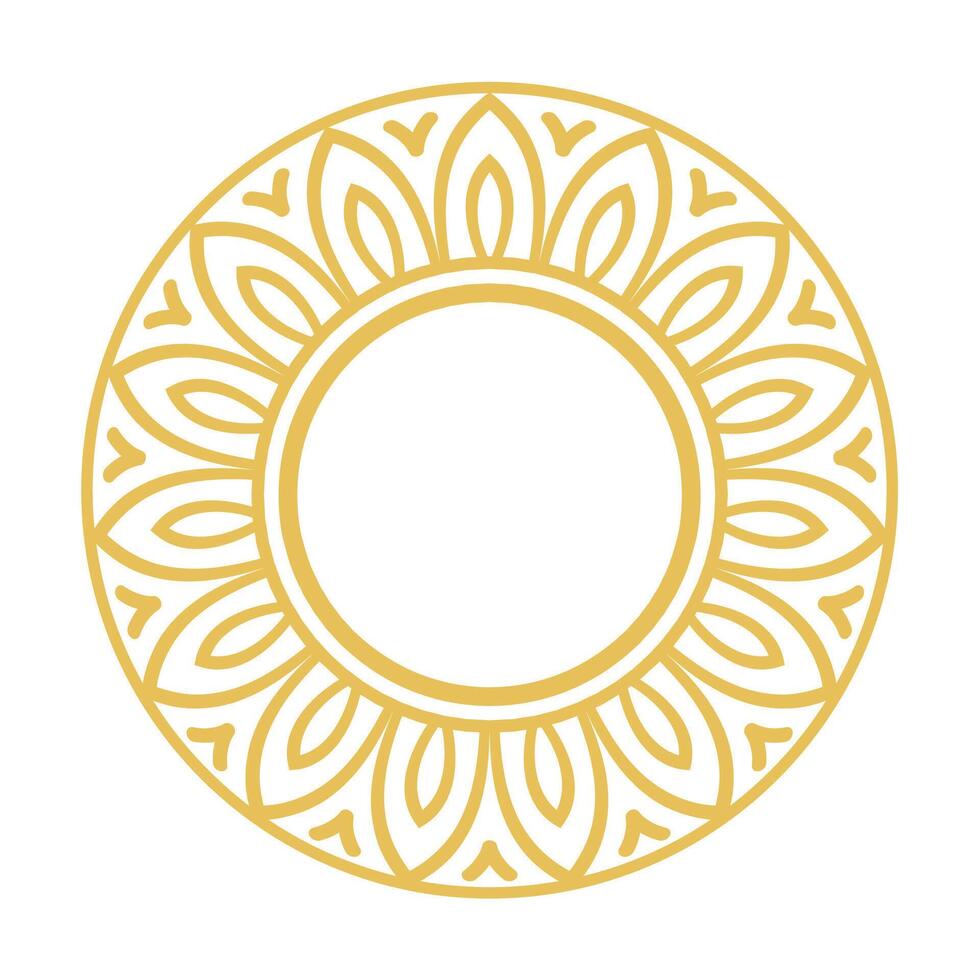 dourado floral mandala estilo ornamental volta quadro, Armação vetor