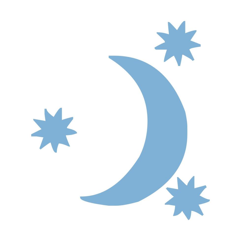 azul crescente lua e estrelas ícone vetor
