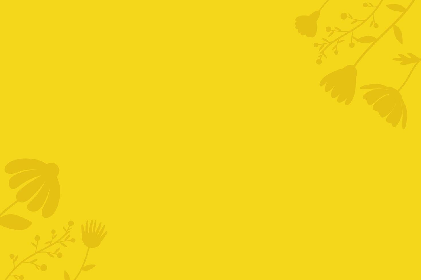 amarelo fundo com impressões, baixo-relevo do flores em lados, silhuetas. vetor ilustração