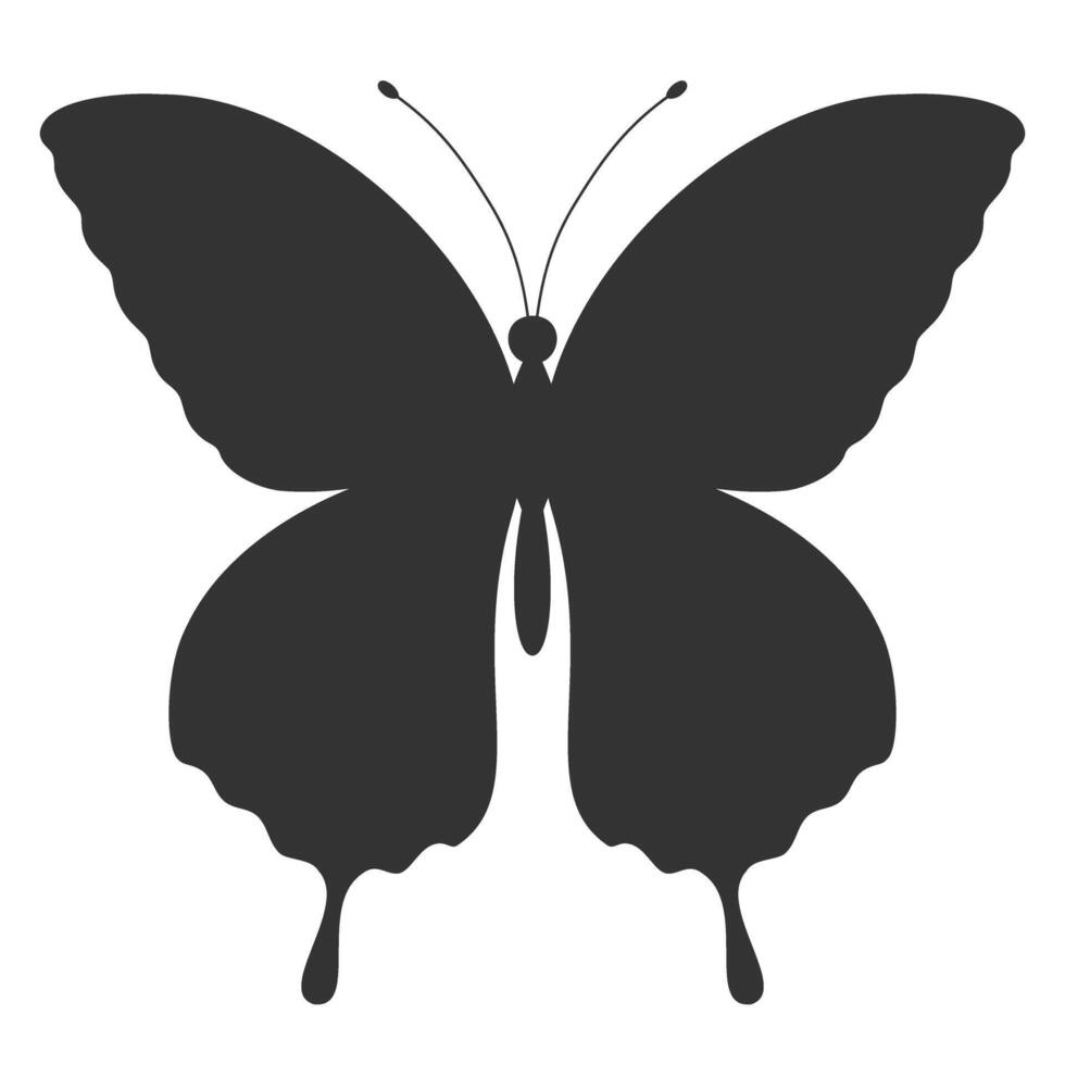 borboleta Preto silhueta. forma do borboleta asas frente visualizar, tatuagem modelo. simples inseto ícone, vetor ilustração