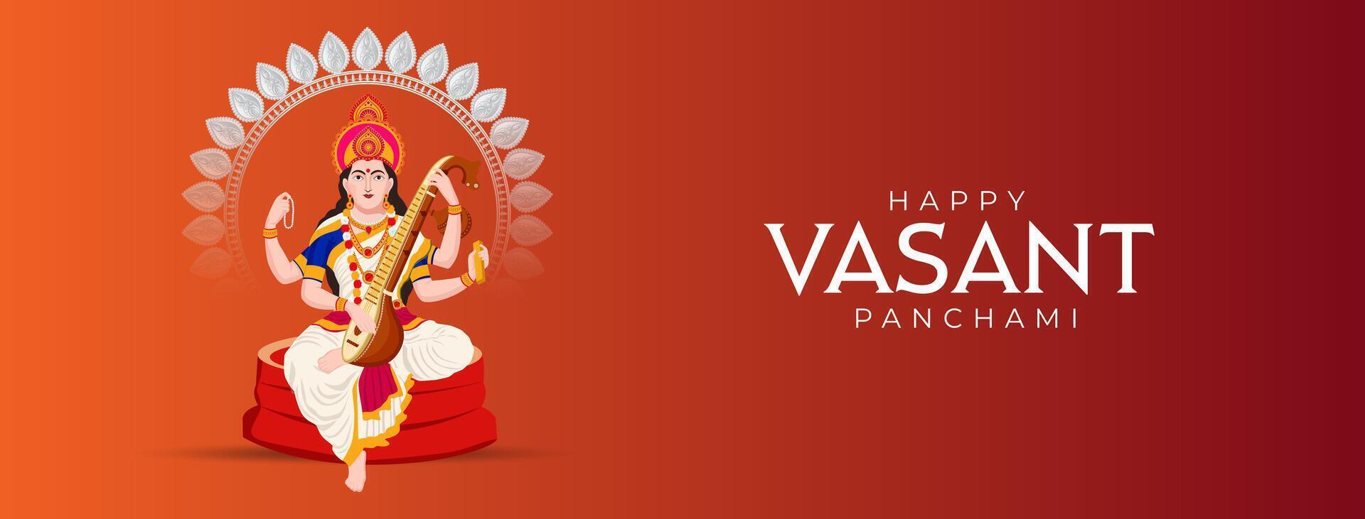 vasante panchami, saraswati puja, basant social meios de comunicação postar vetor