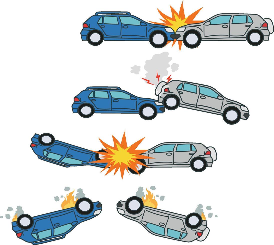 carro batida acidente tarffic ícones vetor