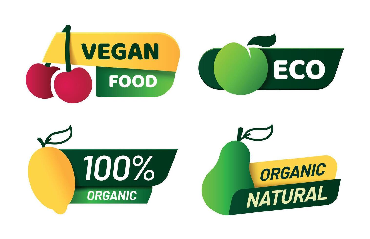 vegano etiquetas coleção, orgânico e natural produtos vetor