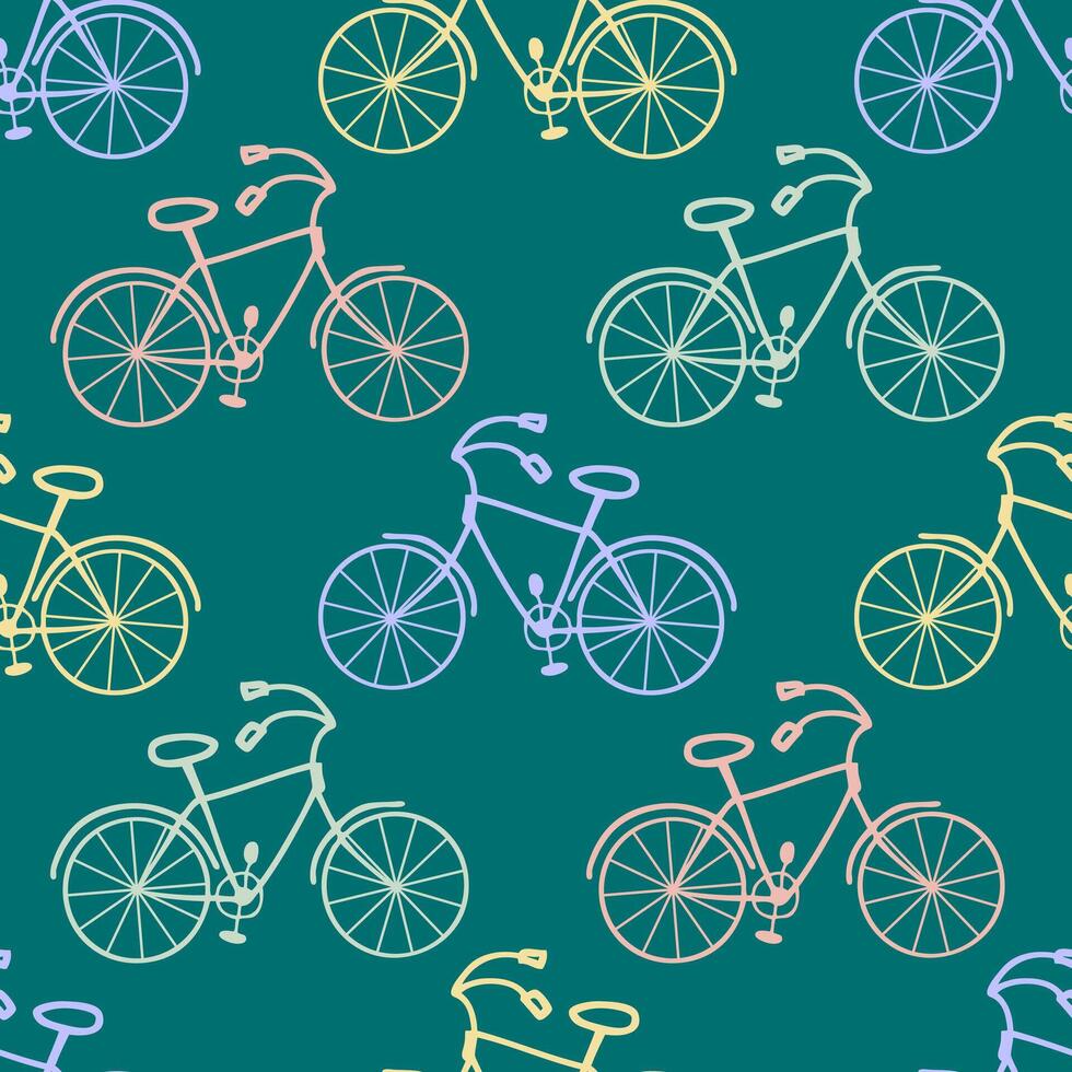 rolando estrada aventura desatado padronizar com rabisco bicicletas. perfeito impressão para papel, têxtil e tecido. mão desenhado vetor ilustração.