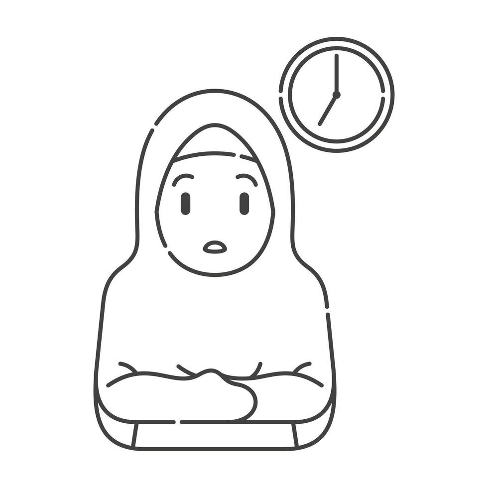 Ramadã atividade menina vetor artes. islâmico Atividades dentro diário. desenho animado personagem para crianças