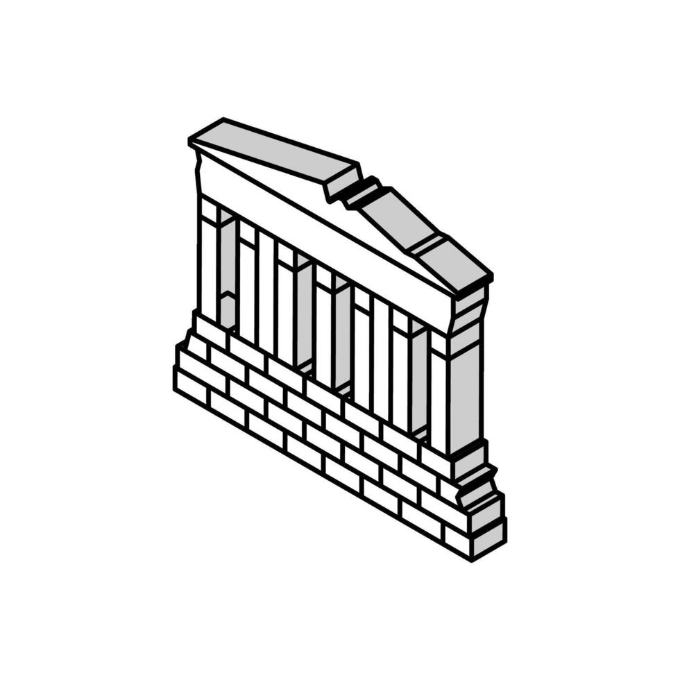 partenon Europa Antiguidade construção isométrico ícone vetor ilustração